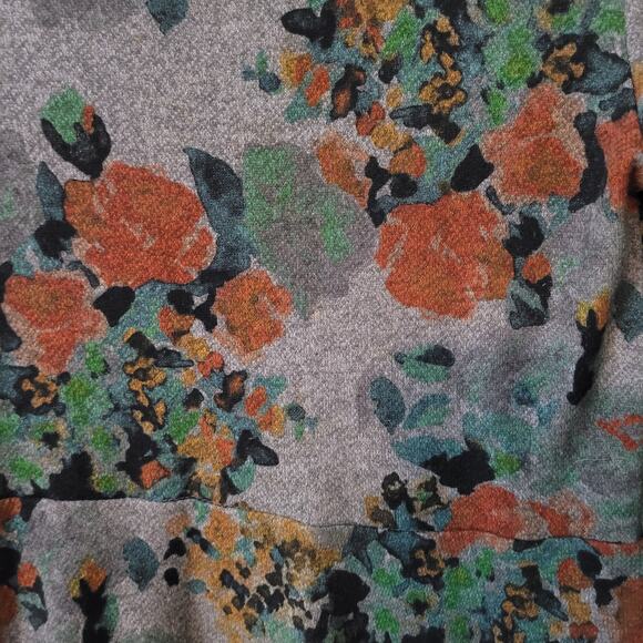 Saturday Sunday Size S Grey Muted Floral Knit Flare Dress Polka Dot Lining - Picture 3 of 12